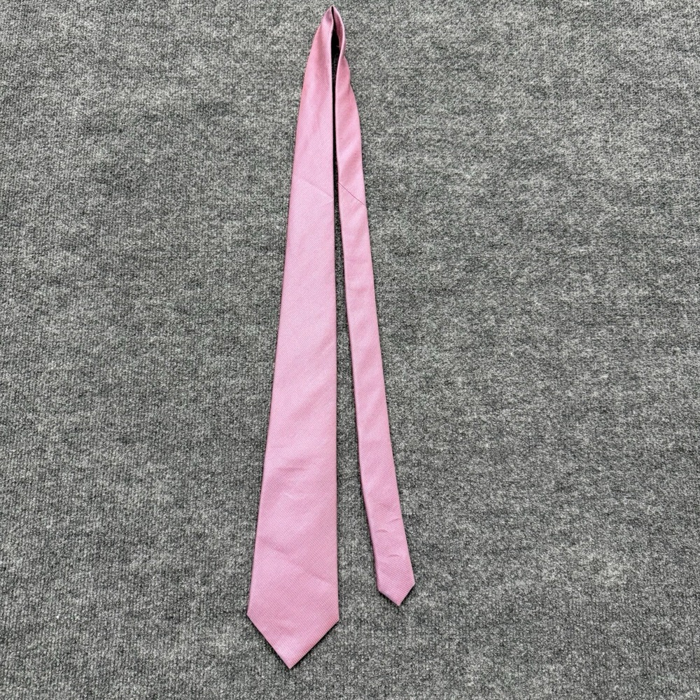 Vintage Turnbull & Asser London Silk Linen Tie Pink Textured Summer Wedding - Picture 7 of 7